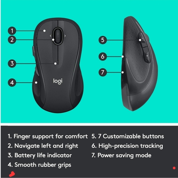 Logitech M510 Wireless Computer Mouse for PC with USB Unifying Receiver - Picture 6 of 6